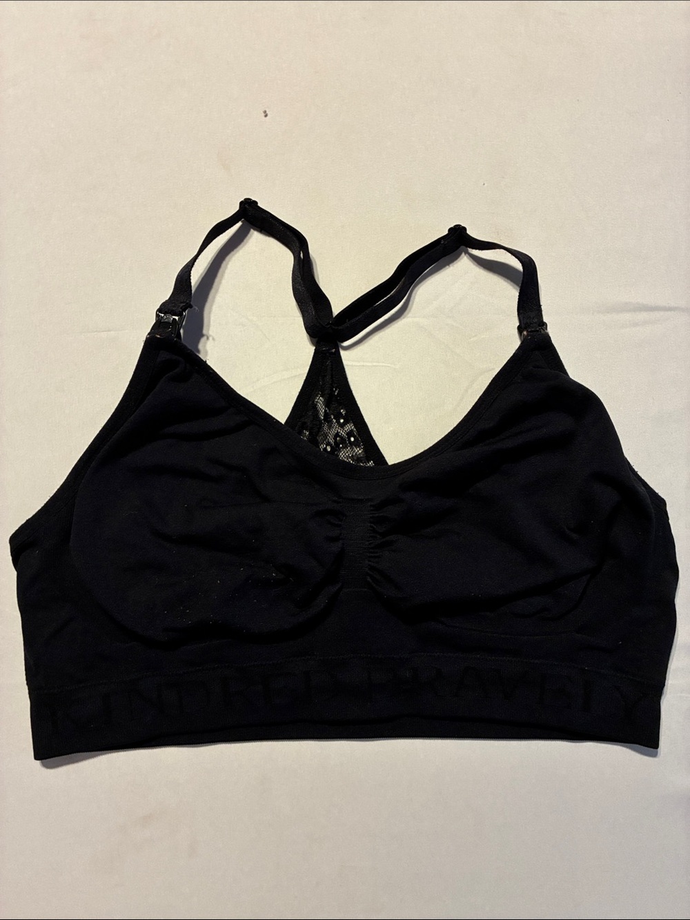 Kindred Bravely Black Lace Racerback Wireless Sports Bra